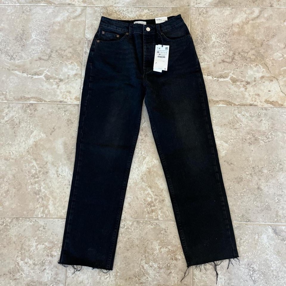 Zara High Rise Straight Leg Jeans
